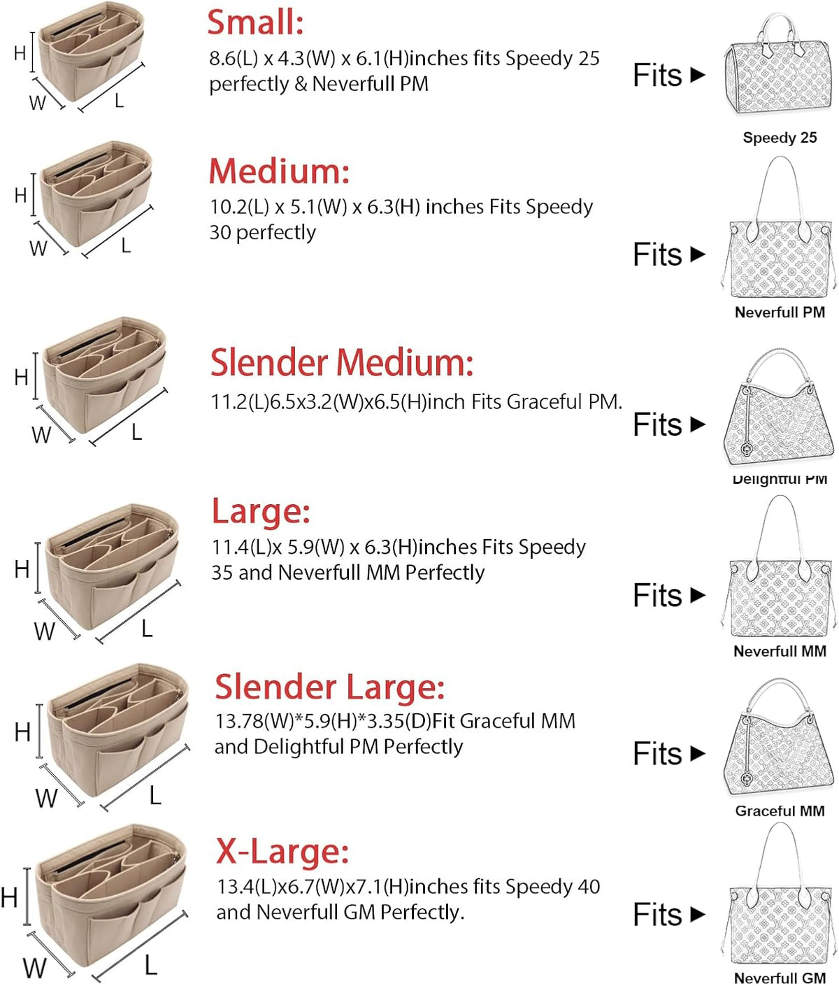 Felt Insert Bag Organizer Bag In Bag For Handbag Purse Organizer Fits Speedy Neverful