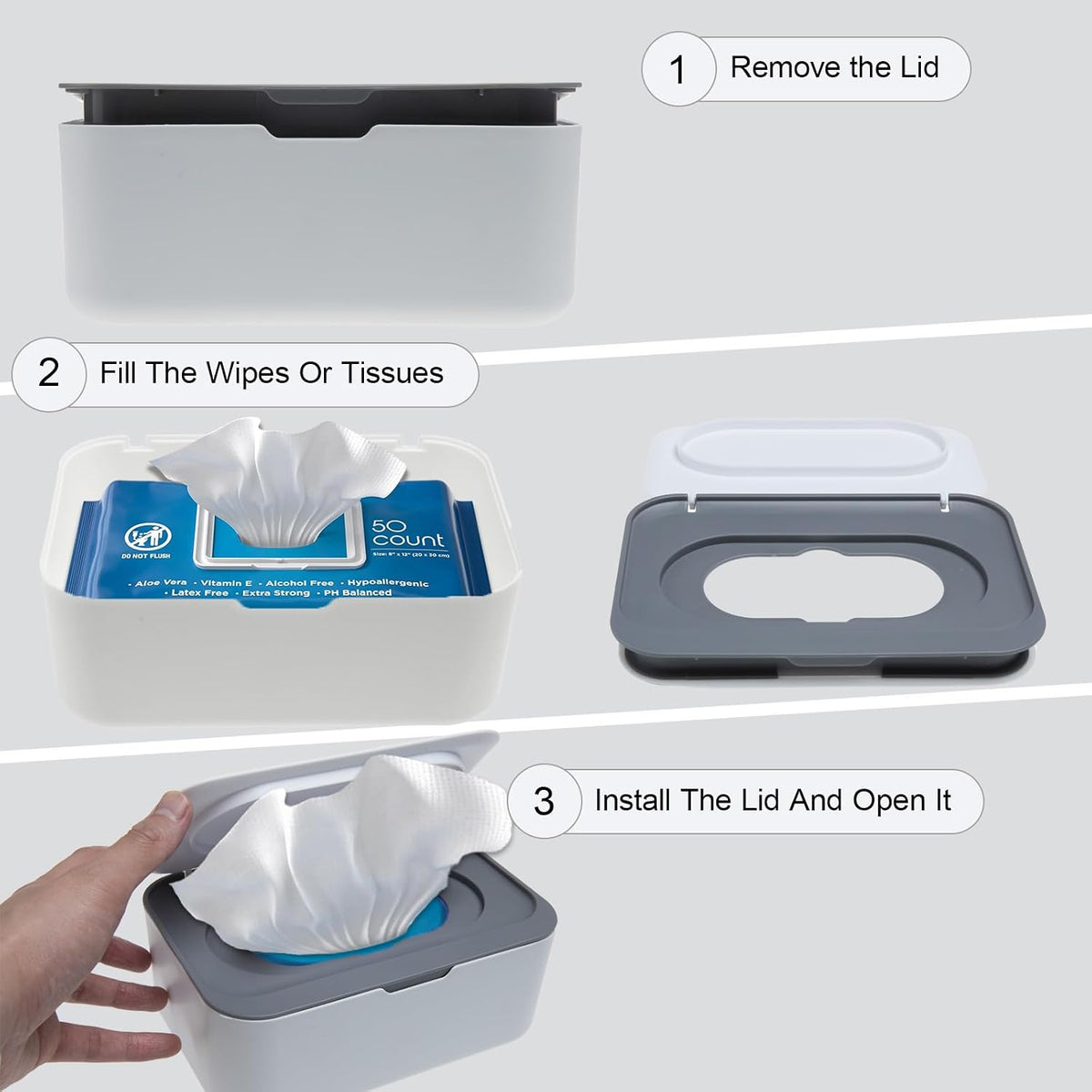 Flushable Wipes Dispenser Compatible with Cottonelle, Wipe Holder for Bathroom with Leak-Proof, Baby Wipes Container Diaper Wipe Dispenser for Home, Office, Cars