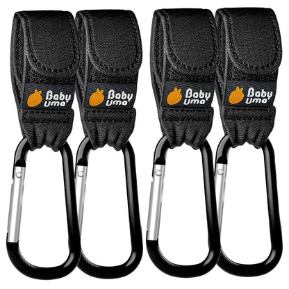 Stroller Caddy & Stroller Hooks - Universal Organizer Bag with XL Insulated Cup Holder, Phone Pocket, Wipes Dispenser, Wrist Bag & Mesh Pocket + 2 Carabiner Clips, Baby Travel Essential Kit