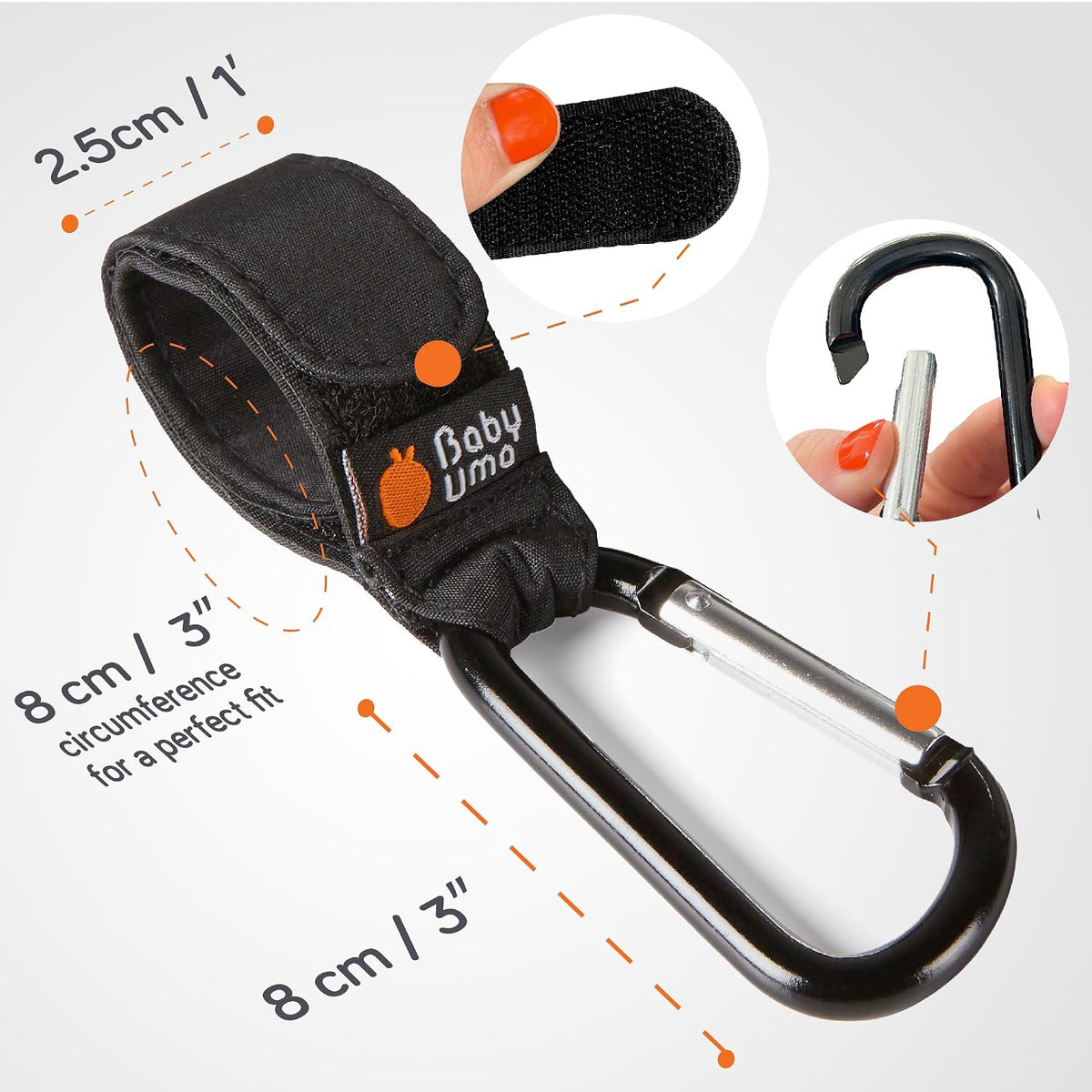Stroller Caddy & Stroller Hooks - Universal Organizer Bag with XL Insulated Cup Holder, Phone Pocket, Wipes Dispenser, Wrist Bag & Mesh Pocket + 2 Carabiner Clips, Baby Travel Essential Kit