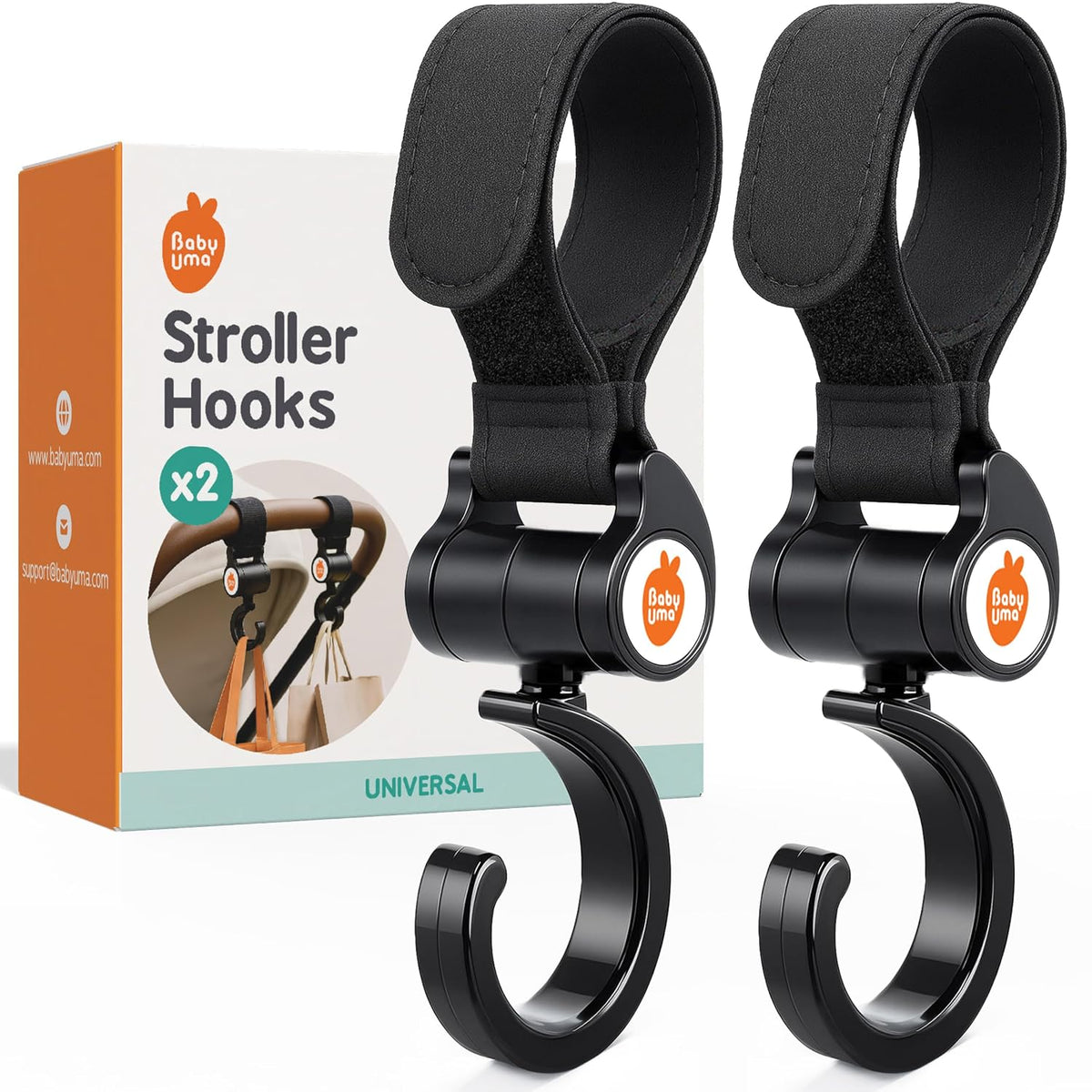 Stroller Caddy & Stroller Hooks - Universal Organizer Bag with XL Insulated Cup Holder, Phone Pocket, Wipes Dispenser, Wrist Bag & Mesh Pocket + 2 Carabiner Clips, Baby Travel Essential Kit