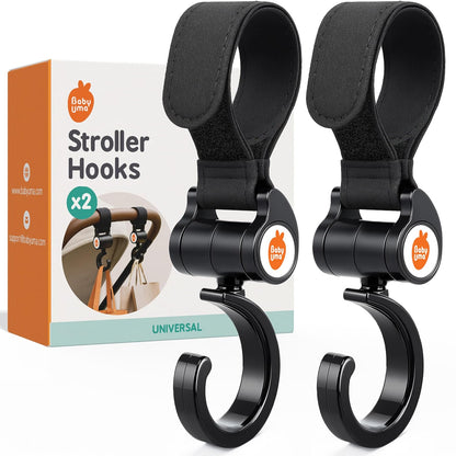Stroller Caddy & Stroller Hooks - Universal Organizer Bag with XL Insulated Cup Holder, Phone Pocket, Wipes Dispenser, Wrist Bag & Mesh Pocket + 2 Carabiner Clips, Baby Travel Essential Kit