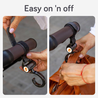 Stroller Caddy & Stroller Hooks - Universal Organizer Bag with XL Insulated Cup Holder, Phone Pocket, Wipes Dispenser, Wrist Bag & Mesh Pocket + 2 Carabiner Clips, Baby Travel Essential Kit