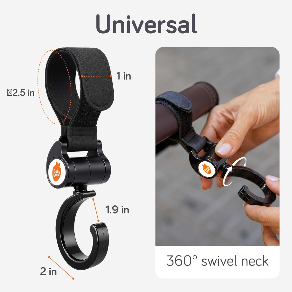 Stroller Caddy & Stroller Hooks - Universal Organizer Bag with XL Insulated Cup Holder, Phone Pocket, Wipes Dispenser, Wrist Bag & Mesh Pocket + 2 Carabiner Clips, Baby Travel Essential Kit
