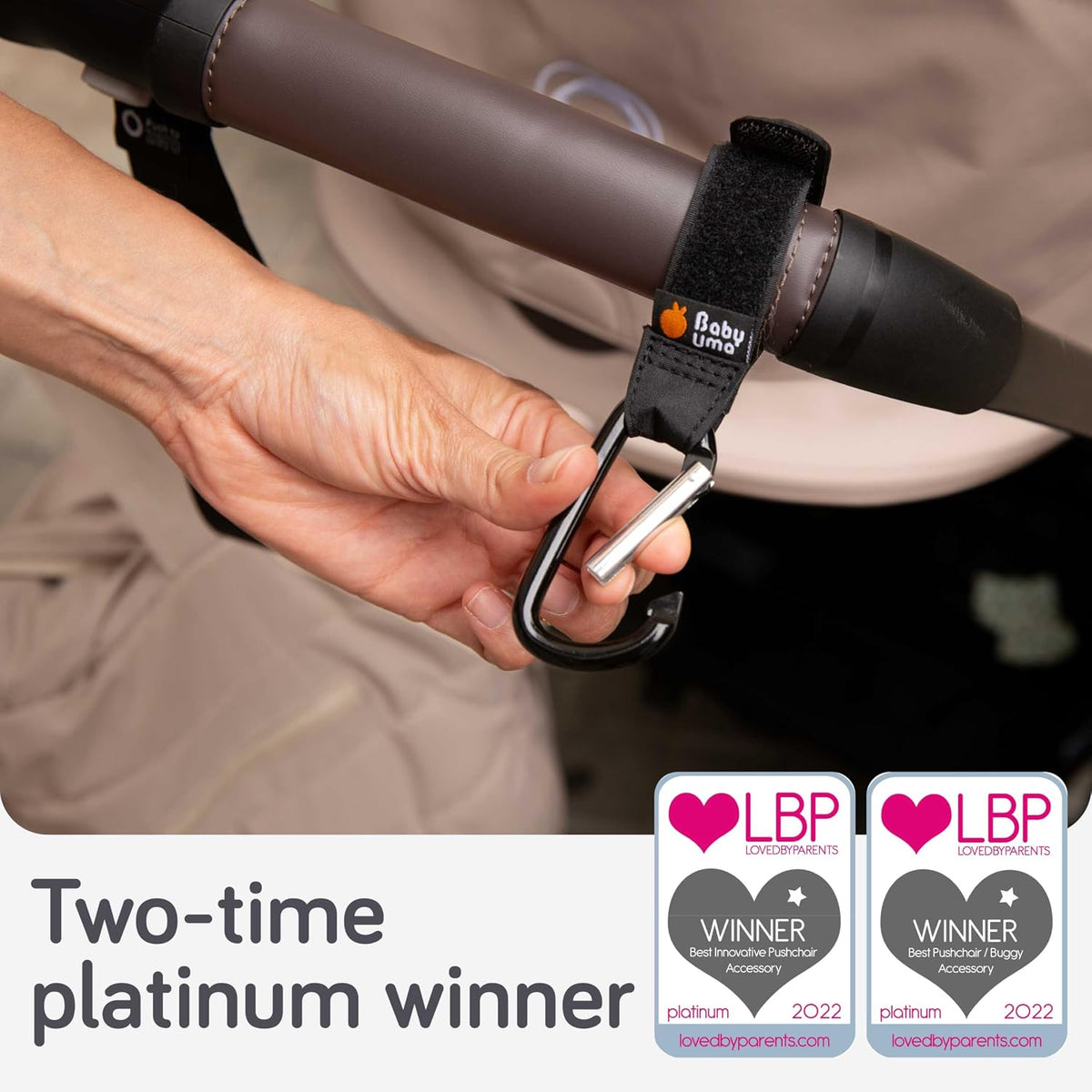 Stroller Caddy & Stroller Hooks - Universal Organizer Bag with XL Insulated Cup Holder, Phone Pocket, Wipes Dispenser, Wrist Bag & Mesh Pocket + 2 Carabiner Clips, Baby Travel Essential Kit