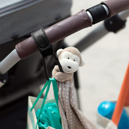 Stroller Caddy & Stroller Hooks - Universal Organizer Bag with XL Insulated Cup Holder, Phone Pocket, Wipes Dispenser, Wrist Bag & Mesh Pocket + 2 Carabiner Clips, Baby Travel Essential Kit