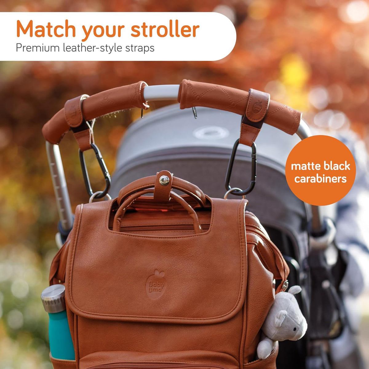 Stroller Caddy & Stroller Hooks - Universal Organizer Bag with XL Insulated Cup Holder, Phone Pocket, Wipes Dispenser, Wrist Bag & Mesh Pocket + 2 Carabiner Clips, Baby Travel Essential Kit