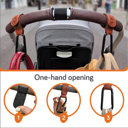 Stroller Caddy & Stroller Hooks - Universal Organizer Bag with XL Insulated Cup Holder, Phone Pocket, Wipes Dispenser, Wrist Bag & Mesh Pocket + 2 Carabiner Clips, Baby Travel Essential Kit