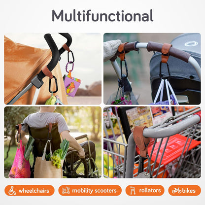 Stroller Caddy & Stroller Hooks - Universal Organizer Bag with XL Insulated Cup Holder, Phone Pocket, Wipes Dispenser, Wrist Bag & Mesh Pocket + 2 Carabiner Clips, Baby Travel Essential Kit