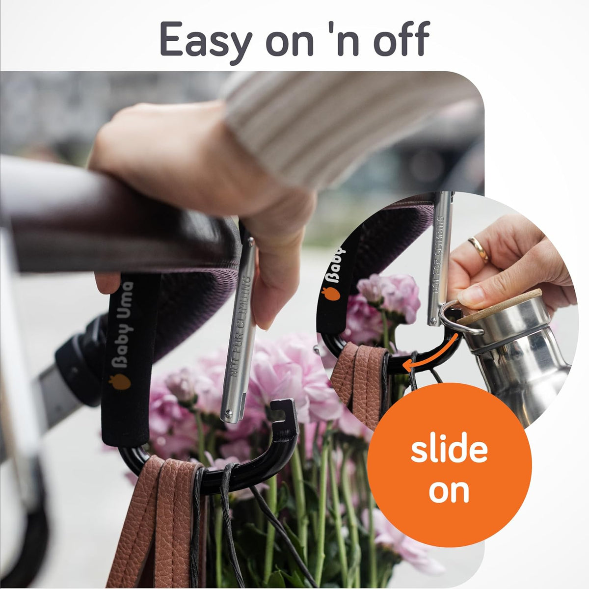 Stroller Caddy & Stroller Hooks - Universal Organizer Bag with XL Insulated Cup Holder, Phone Pocket, Wipes Dispenser, Wrist Bag & Mesh Pocket + 2 Carabiner Clips, Baby Travel Essential Kit