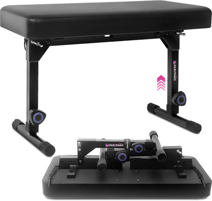 Foldable Dual Adjustable Piano Bench with Black Cushion