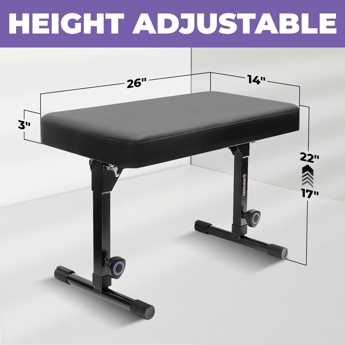 Foldable Dual Adjustable Piano Bench with Black Cushion