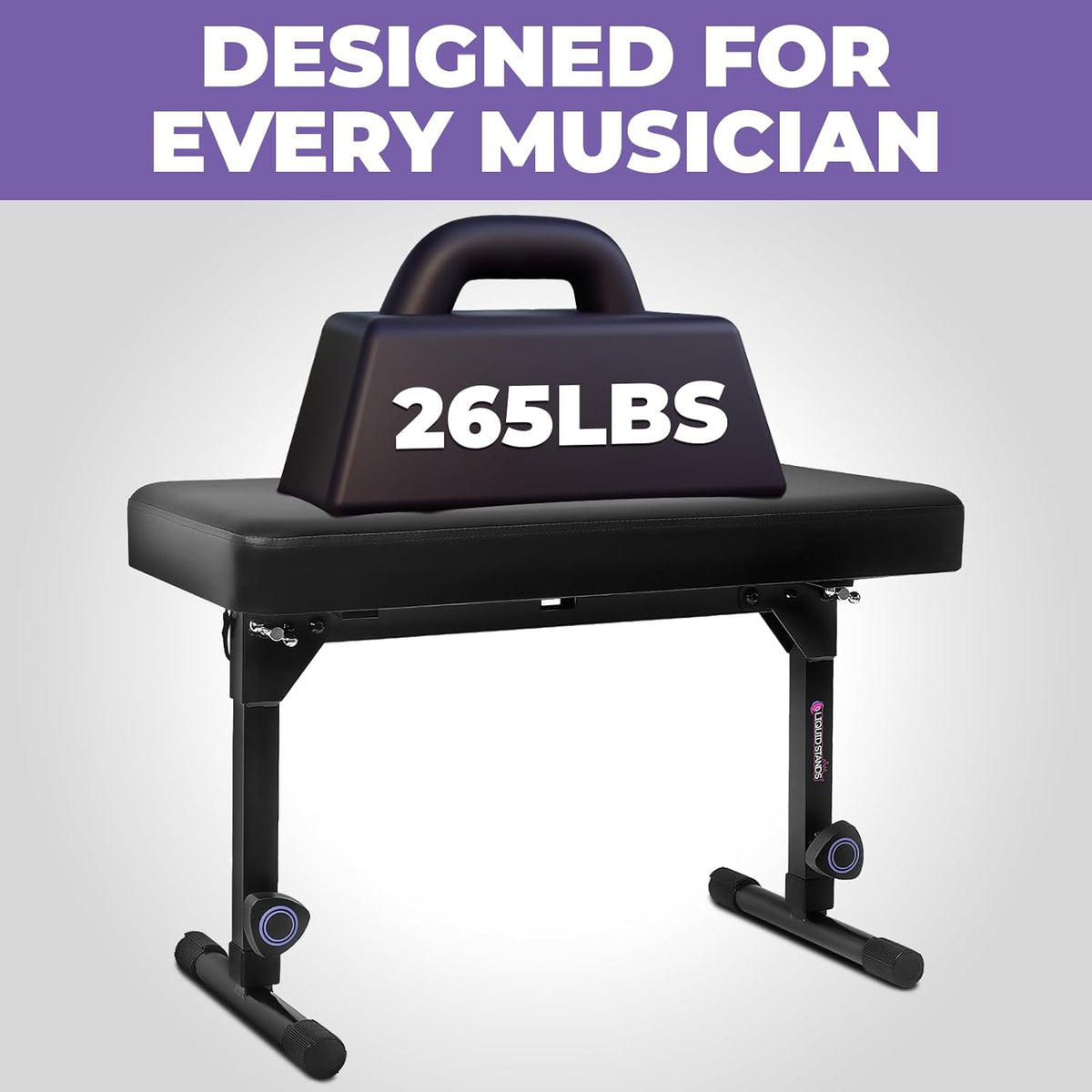 Foldable Dual Adjustable Piano Bench with Black Cushion