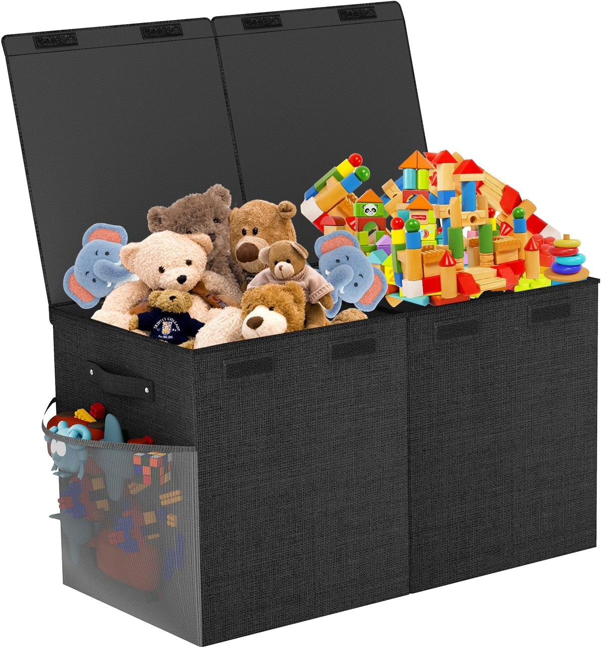 Large Toy Box Chest, Collapsible Sturdy Toy Storage Organizer Boxes Bins Baskets Dinosaur Kids Toy Chest Bin with Lids for Boys Girls Living Room Playroom Bedroom Nursery 25"x14"x16" Gray