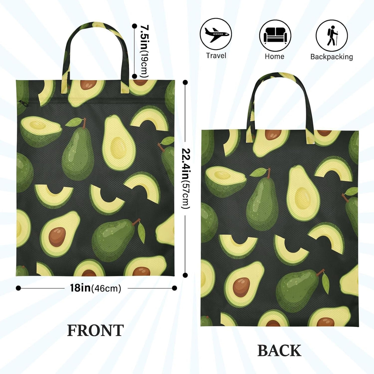 Avocado Black Waterproof Travel Laundry Bag Easy Care 2 Count
