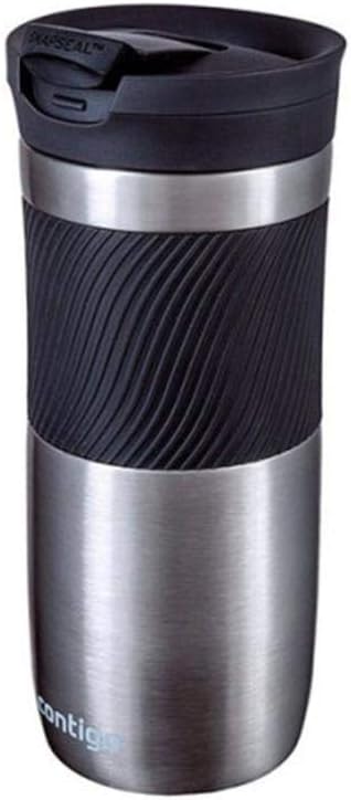 Byron Snapseal Travel Mug, Stainless Steel Thermal Mug, Vacuum Flask, Leakproof Tumbler, Coffee Mug with BPA Free Easy-Clean Lid, 470 ml, Matte Black