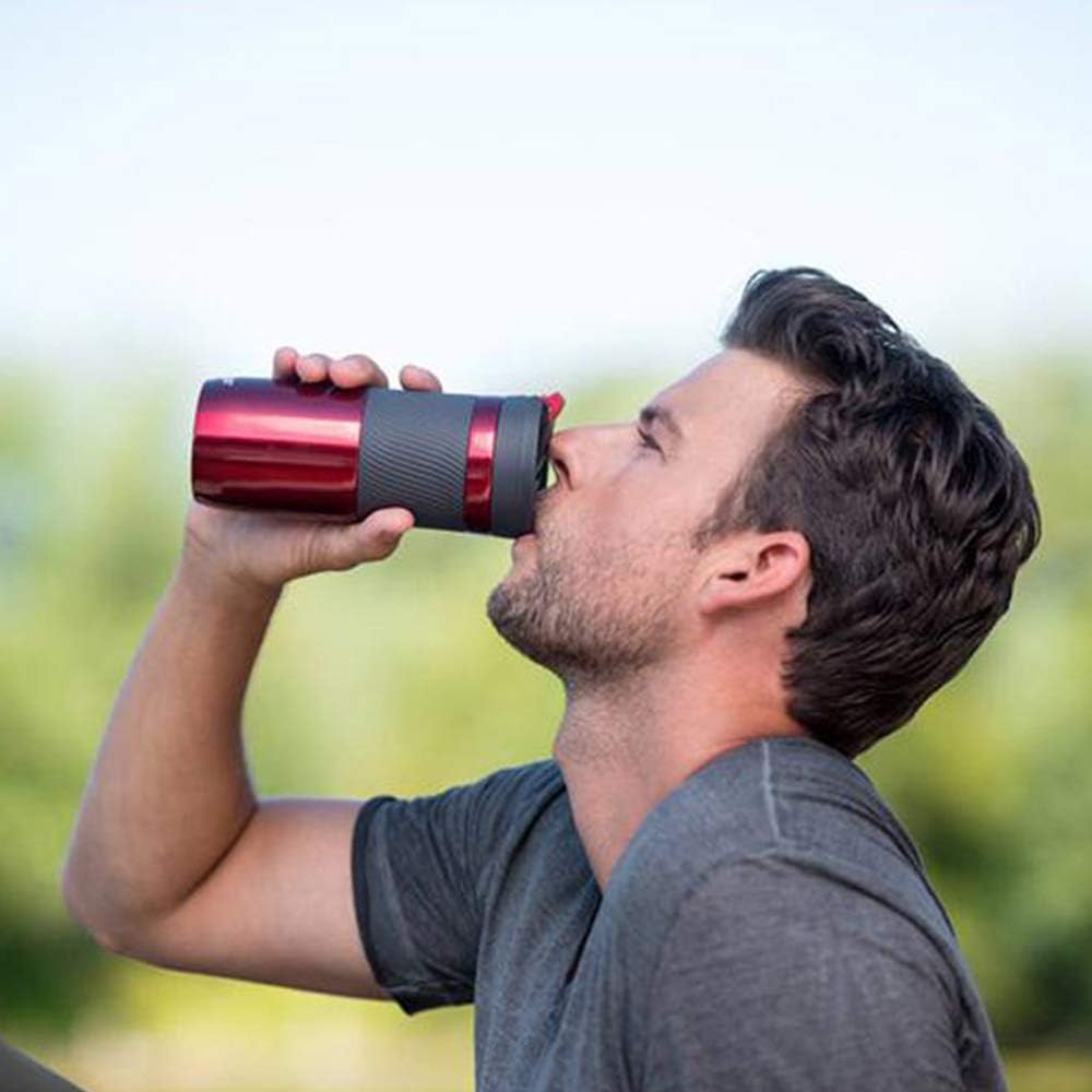 Byron Snapseal Travel Mug, Stainless Steel Thermal Mug, Vacuum Flask, Leakproof Tumbler, Coffee Mug with BPA Free Easy-Clean Lid, 470 ml, Matte Black