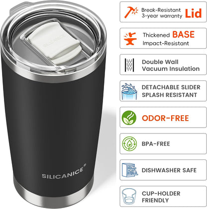 20oz Hygienic Insulated Tumbler — 100% Leakproof Lid with Removable Spout & Straw, Reinforced Vacuum-Protection Base, Cup Holder Friendly, for Iced Coffee, Smoothie/Water on the Go - Pink Sand