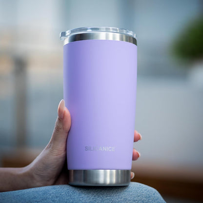 20oz Hygienic Insulated Tumbler — 100% Leakproof Lid with Removable Spout & Straw, Reinforced Vacuum-Protection Base, Cup Holder Friendly, for Iced Coffee, Smoothie/Water on the Go - Pink Sand