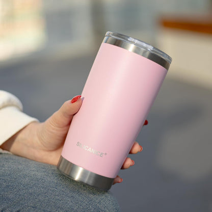 20oz Hygienic Insulated Tumbler — 100% Leakproof Lid with Removable Spout & Straw, Reinforced Vacuum-Protection Base, Cup Holder Friendly, for Iced Coffee, Smoothie/Water on the Go - Pink Sand
