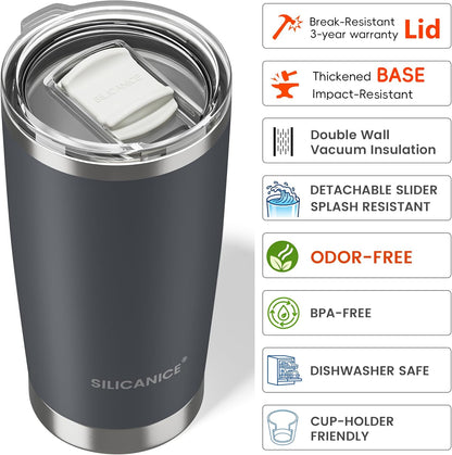 20oz Hygienic Insulated Tumbler — 100% Leakproof Lid with Removable Spout & Straw, Reinforced Vacuum-Protection Base, Cup Holder Friendly, for Iced Coffee, Smoothie/Water on the Go - Pink Sand