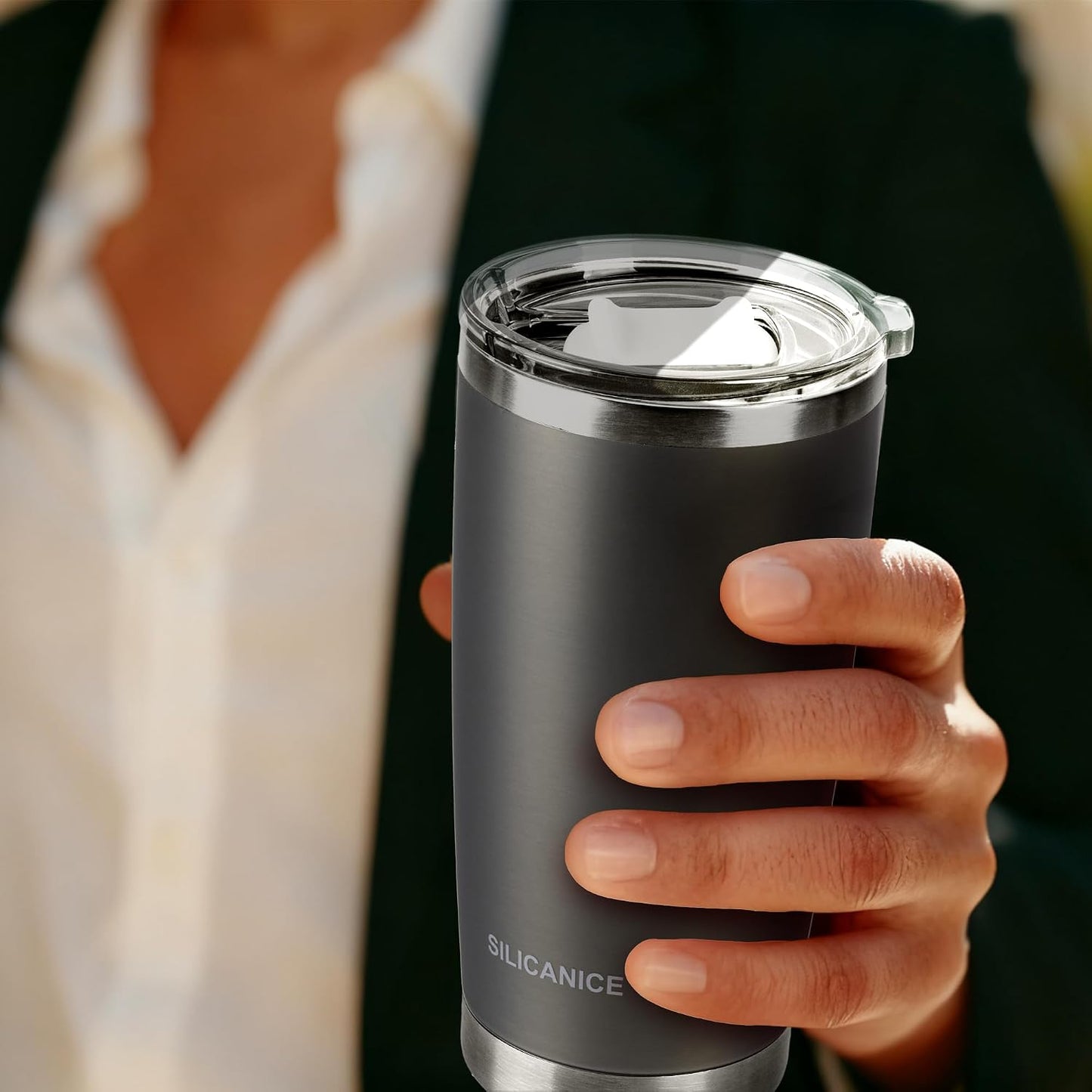 20oz Hygienic Insulated Tumbler — 100% Leakproof Lid with Removable Spout & Straw, Reinforced Vacuum-Protection Base, Cup Holder Friendly, for Iced Coffee, Smoothie/Water on the Go - Pink Sand