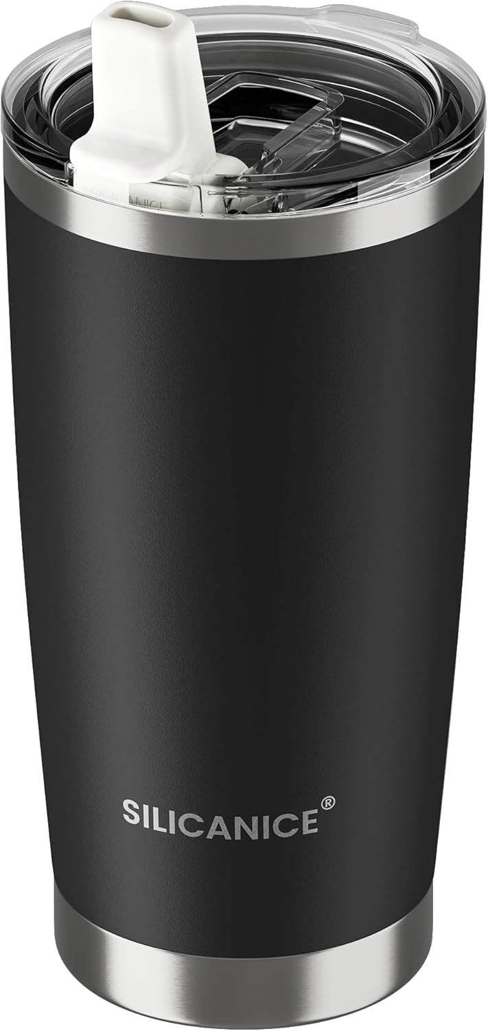 20oz Hygienic Insulated Tumbler — 100% Leakproof Lid with Removable Spout & Straw, Reinforced Vacuum-Protection Base, Cup Holder Friendly, for Iced Coffee, Smoothie/Water on the Go - Pink Sand
