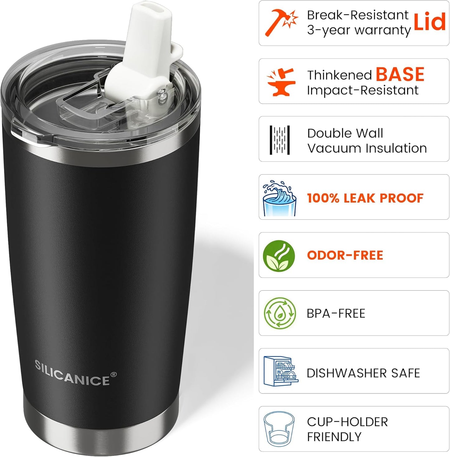 20oz Hygienic Insulated Tumbler — 100% Leakproof Lid with Removable Spout & Straw, Reinforced Vacuum-Protection Base, Cup Holder Friendly, for Iced Coffee, Smoothie/Water on the Go - Pink Sand