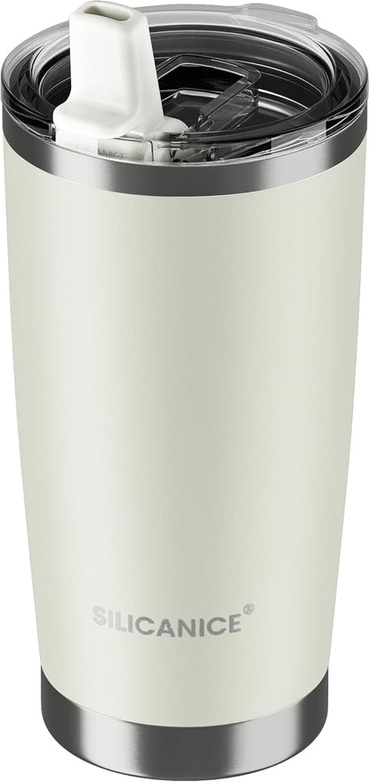 20oz Hygienic Insulated Tumbler — 100% Leakproof Lid with Removable Spout & Straw, Reinforced Vacuum-Protection Base, Cup Holder Friendly, for Iced Coffee, Smoothie/Water on the Go - Pink Sand
