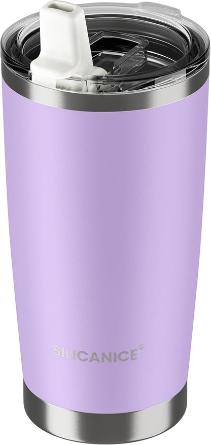 20oz Hygienic Insulated Tumbler — 100% Leakproof Lid with Removable Spout & Straw, Reinforced Vacuum-Protection Base, Cup Holder Friendly, for Iced Coffee, Smoothie/Water on the Go - Pink Sand