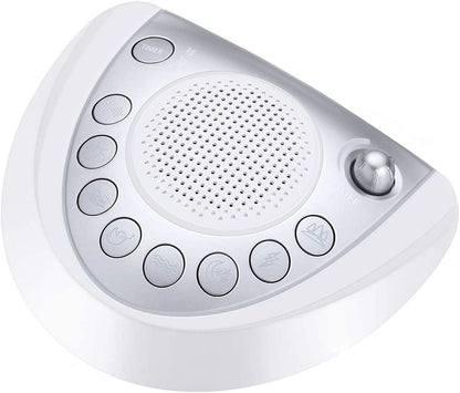 White Noise Machine, Battery Powered Sound Machine, Portable Sleep Machine with 24 Natural Soothing Sounds, Timer, USB Port, Headphone Jack for Baby, Kids, Adults, Travel, Office, Home (Silver)