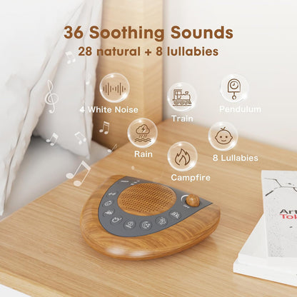 White Noise Machine, Battery Powered Sound Machine, Portable Sleep Machine with 24 Natural Soothing Sounds, Timer, USB Port, Headphone Jack for Baby, Kids, Adults, Travel, Office, Home (Silver)