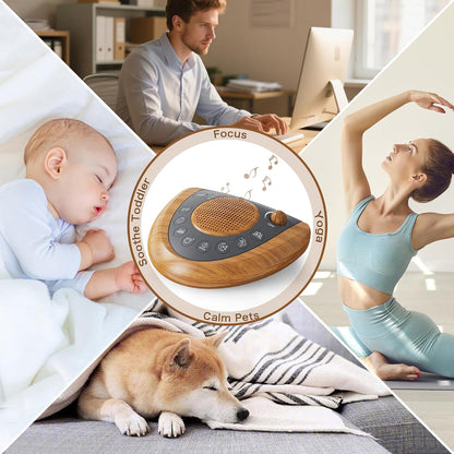 White Noise Machine, Battery Powered Sound Machine, Portable Sleep Machine with 24 Natural Soothing Sounds, Timer, USB Port, Headphone Jack for Baby, Kids, Adults, Travel, Office, Home (Silver)