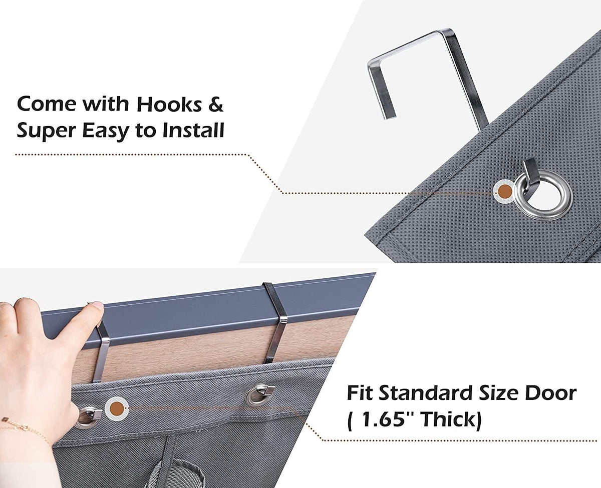 2 Pack Over the Door Shoe Organizer Hanging Stuffed Animals Storage Diaper Holder Clothes Shelve for Closet with 6 Large Pockets (Mesh Pockets - 2 Pack)
