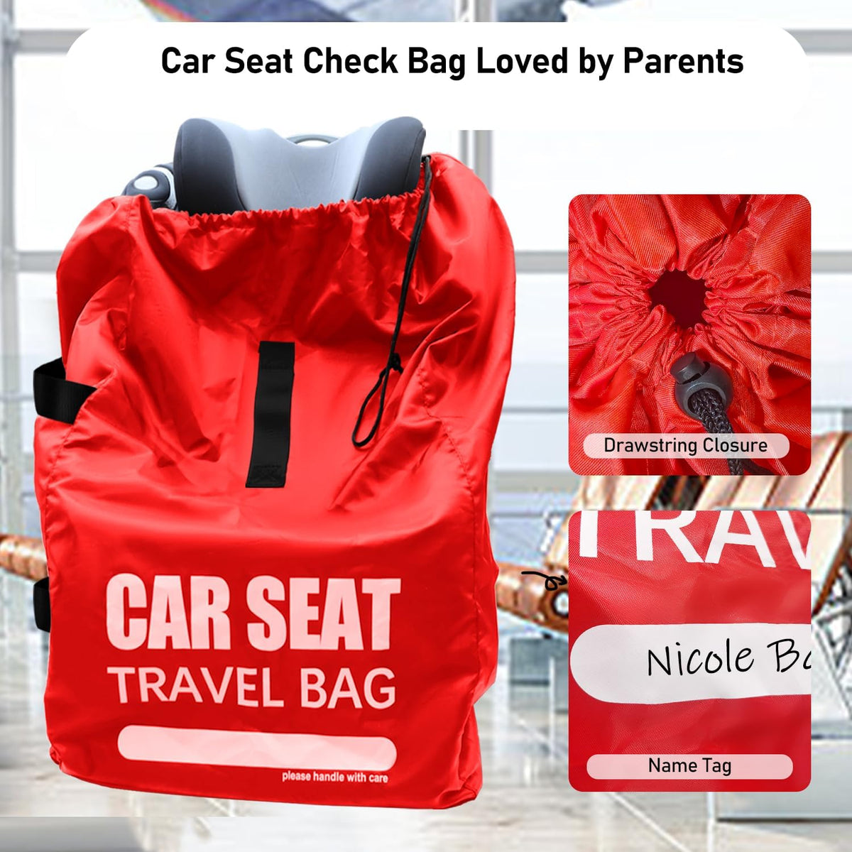 Car Seat Travel Bag for Airplane, Large Car Seat Bags for Air Travel