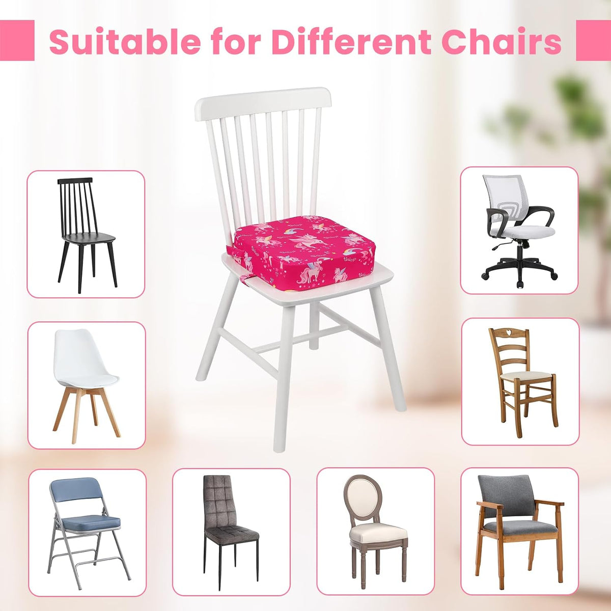 Toddler Booster Seat for Dining Table Kitchen Chair, 4" Kid Booster Cushion
