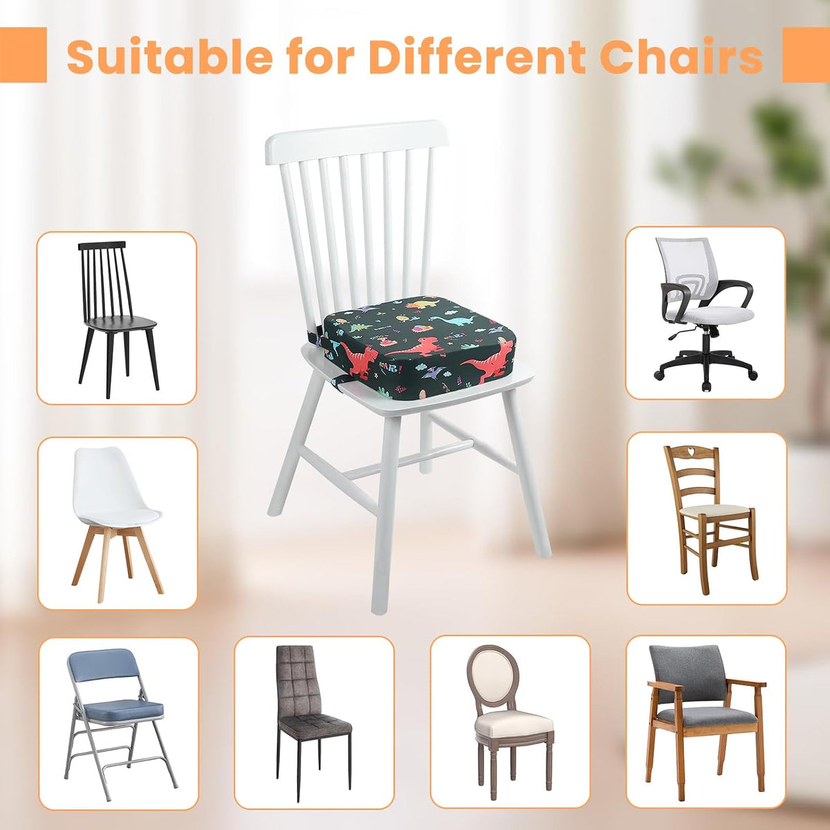 Toddler Booster Seat for Dining Table Kitchen Chair, 4" Kid Booster Cushion