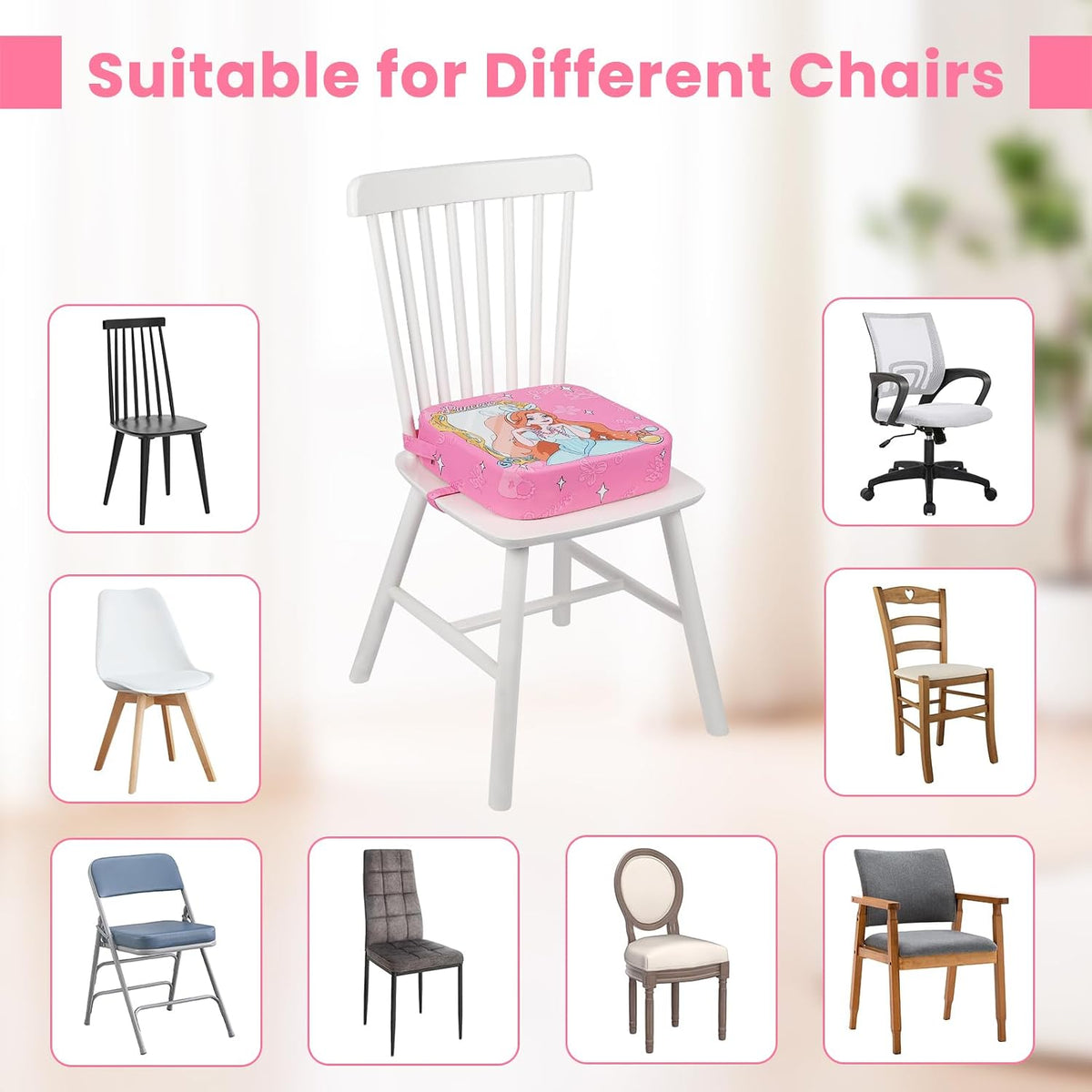 Toddler Booster Seat for Dining Table Kitchen Chair, 4" Kid Booster Cushion