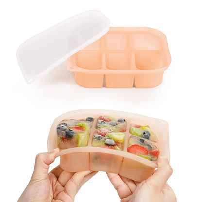 Silicone Baby Food Freezer Tray with Lid - Perfect Storage Container for Homemade Baby Food, Vegetable & Fruit Purees, and Breast Milk, Pea Green