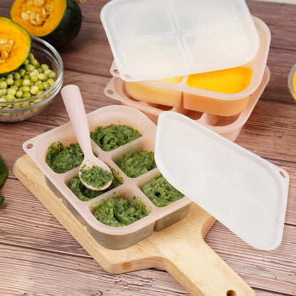 Silicone Baby Food Freezer Tray with Lid - Perfect Storage Container for Homemade Baby Food, Vegetable & Fruit Purees, and Breast Milk, Pea Green