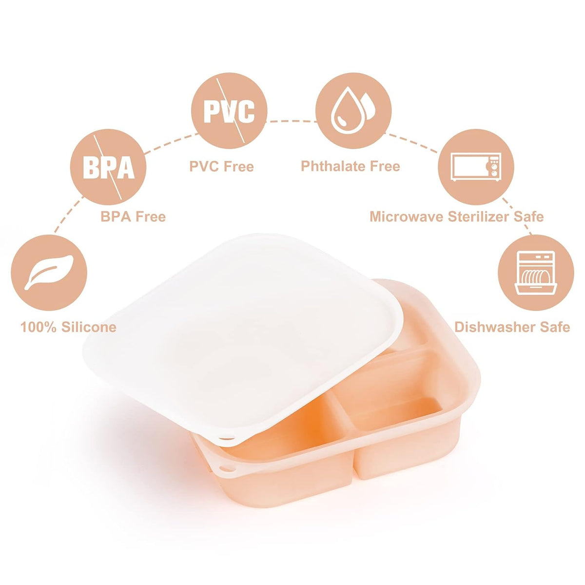 Silicone Baby Food Freezer Tray with Lid - Perfect Storage Container for Homemade Baby Food, Vegetable & Fruit Purees, and Breast Milk, Pea Green