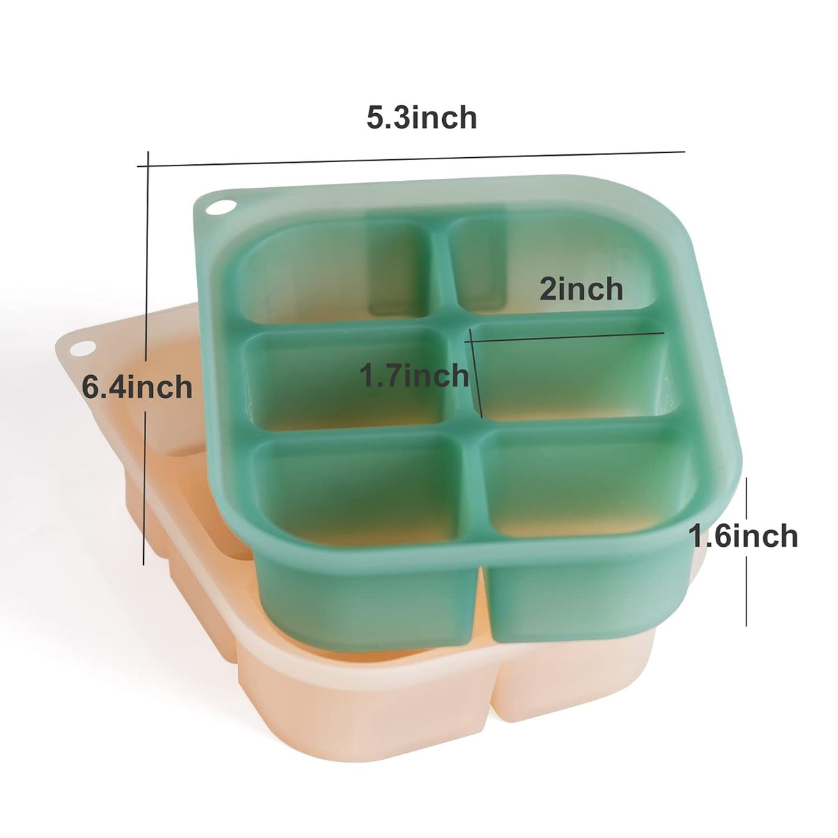 Silicone Baby Food Freezer Tray with Lid - Perfect Storage Container for Homemade Baby Food, Vegetable & Fruit Purees, and Breast Milk, Pea Green