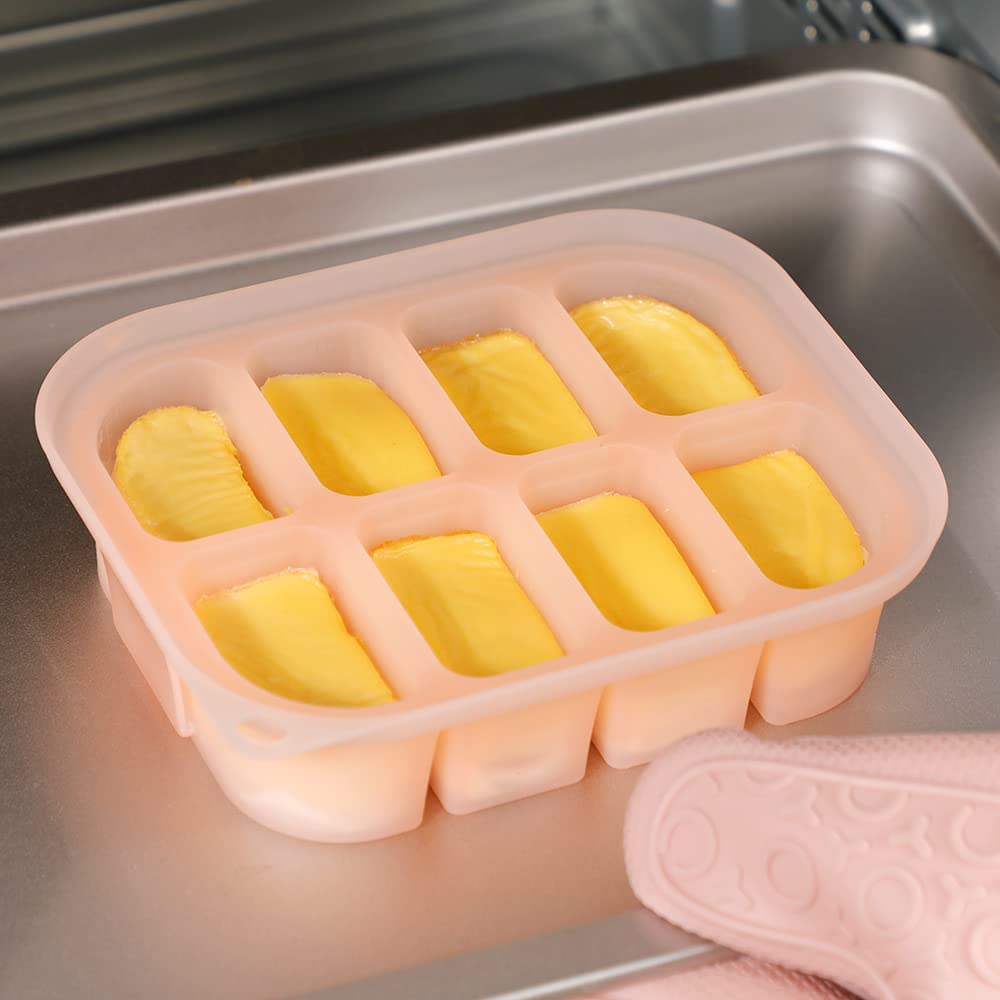 Silicone Baby Food Freezer Tray with Lid - Perfect Storage Container for Homemade Baby Food, Vegetable & Fruit Purees, and Breast Milk, Pea Green