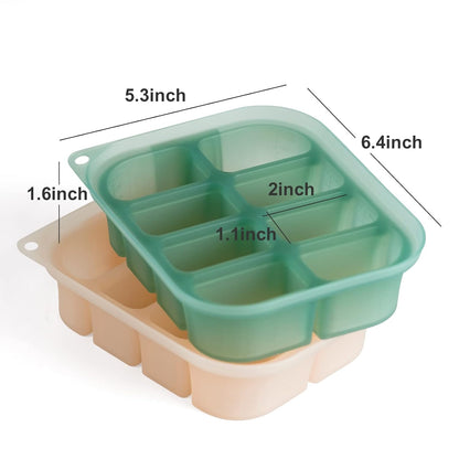 Silicone Baby Food Freezer Tray with Lid - Perfect Storage Container for Homemade Baby Food, Vegetable & Fruit Purees, and Breast Milk, Pea Green