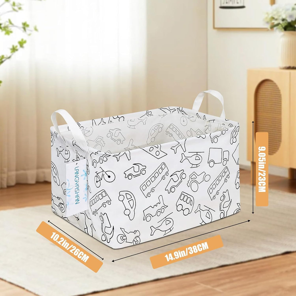 Rectangular Collapsible Boys Racecar Storage Basket Nursery Organizer - Colors B