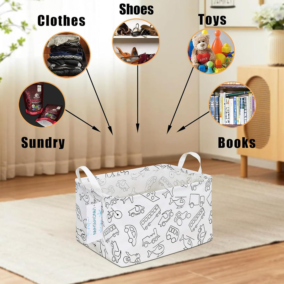 Rectangular Collapsible Boys Racecar Storage Basket Nursery Organizer - Colors B