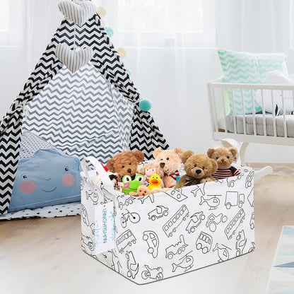 Rectangular Collapsible Boys Racecar Storage Basket Nursery Organizer - Colors B