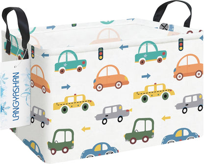 Rectangular Collapsible Boys Racecar Storage Basket Nursery Organizer - Colors B