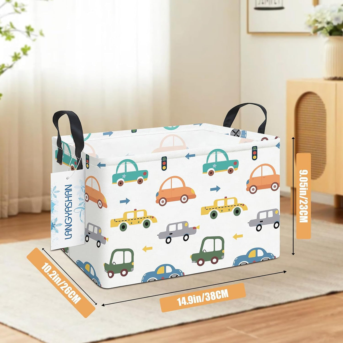 Rectangular Collapsible Boys Racecar Storage Basket Nursery Organizer - Colors B