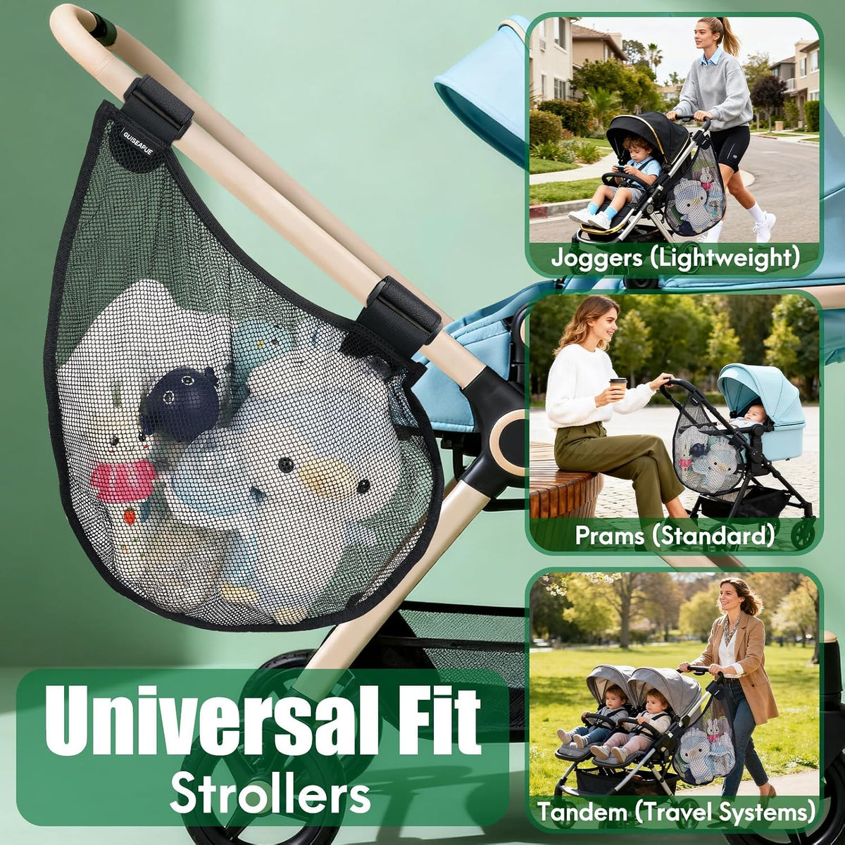 Side Sling Stroller Cargo Net: Universal Travel Stroller Caddy Attachment
